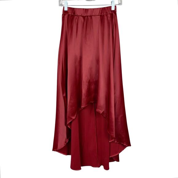 New Halara Skirt High Low Maxi Red Stretchy Satin Built In Shorts Women's XS - Picture 1 of 8